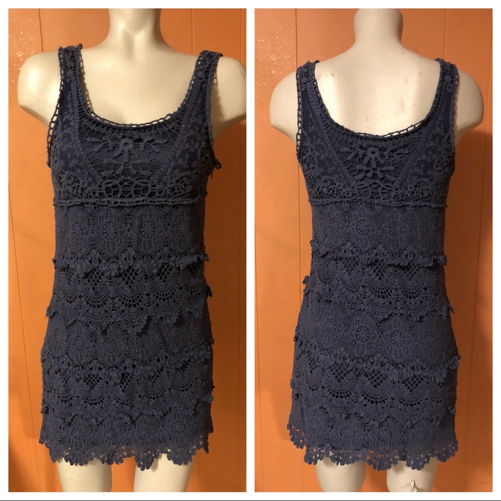 Urban Outfitters Staring at Stars Crochet Dress S Blue